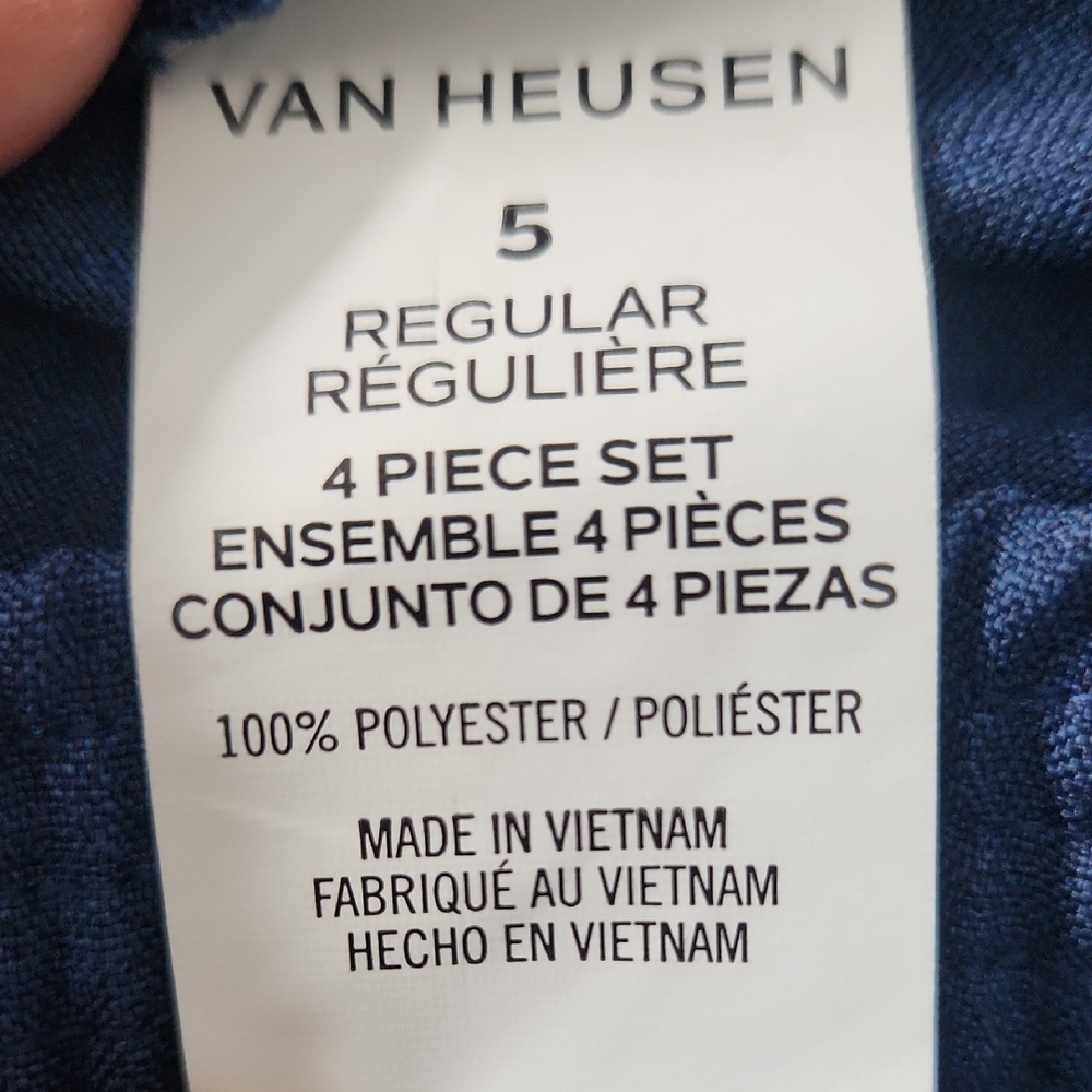 Van Heusen Dark Blue Pantsuit with Polka Dot Shirt - Picture 3 of 7